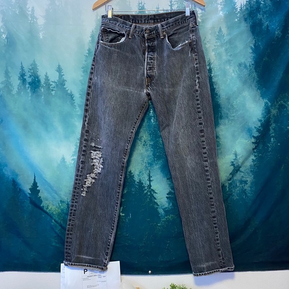 dark gray distressed jeans